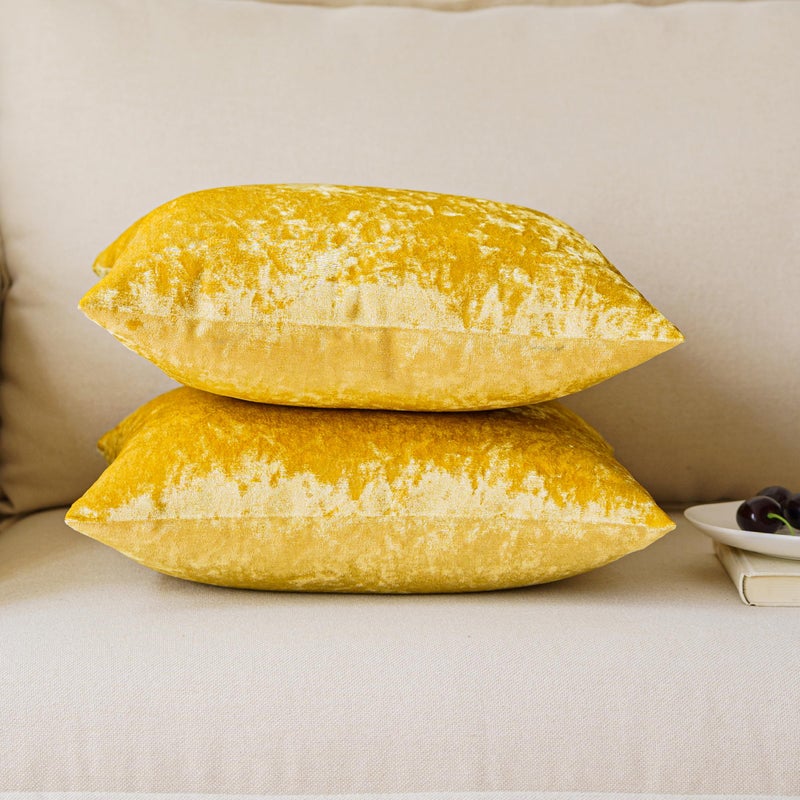NiNi ALL Decorative Throw Pillow Covers Pack of 2  Velvet Throw Pillow Cases for Couch Pillows Cover Bedroom Living Room Outdoor Pillow Covers 18x18 Inch Gold - Image 4